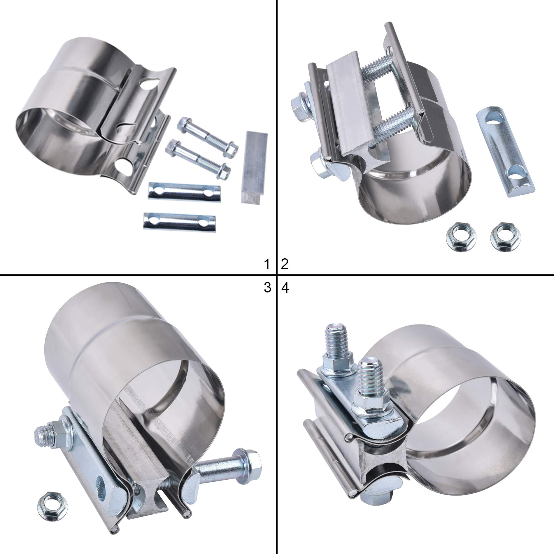 2.0" Lap Joint Band Clamp Exhaust Clamps Pipe Repair Parts Stainless Steel - Image 6